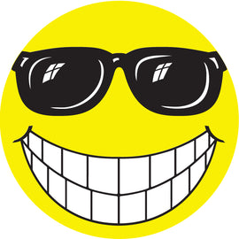 Window Sticker - Happy Face with Sun Glasses - 6" Diameter - Qty. 12 - Independent Dealer Services