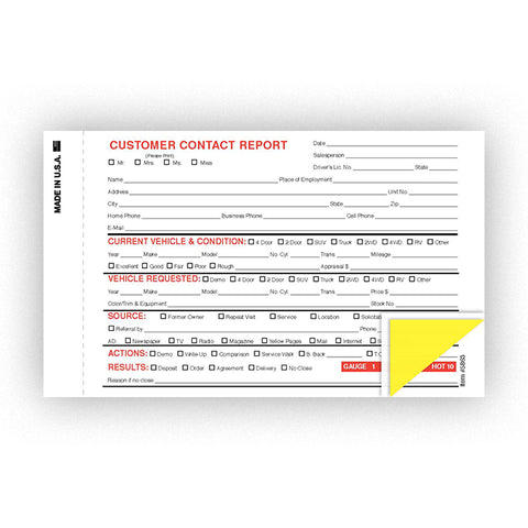 Contact Report - 6 5/8" x 4" -  Qty. 100 - Independent Dealer Services