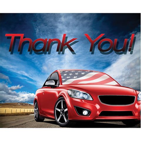 Thank You Card - Patriotic Car - Qty. 50 - Independent Dealer Services