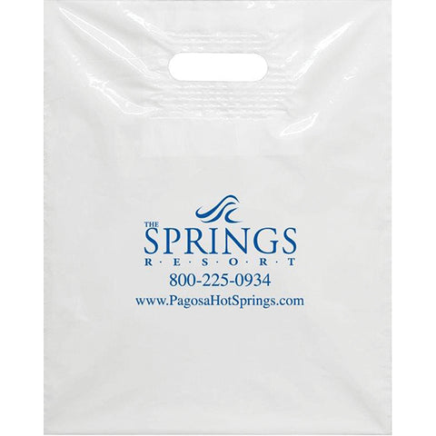 White Plastic Patch Handle Bags - 15 x 18 x 4 - CUSTOM -  Qty. 1 - Independent Dealer Services