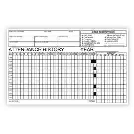 Employee Attendance Tracker Form - Qty of 50 - Independent Dealer Services