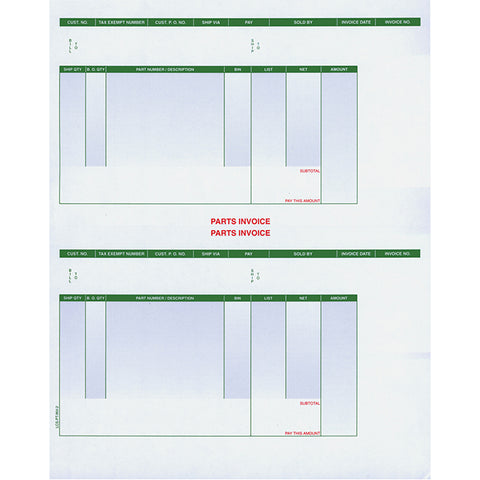 Laser Part Invoice - LZR-PT-INV-2 - Perfed at 5 1/2" - Qty. 250 - Independent Dealer Services
