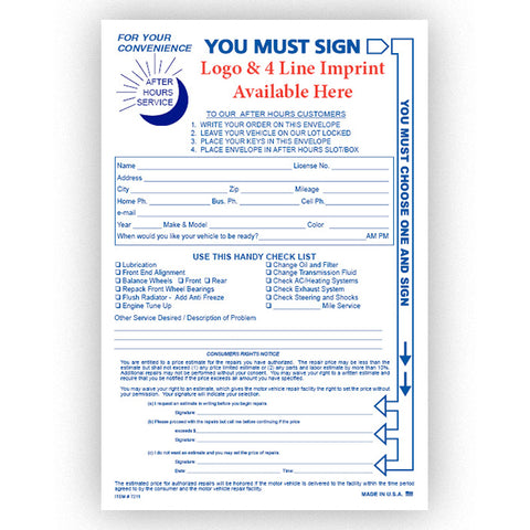 Multi-Choice Night Drop Envelope - NDE-MULTI - IMPRINTED - Qty. 500 - Independent Dealer Services