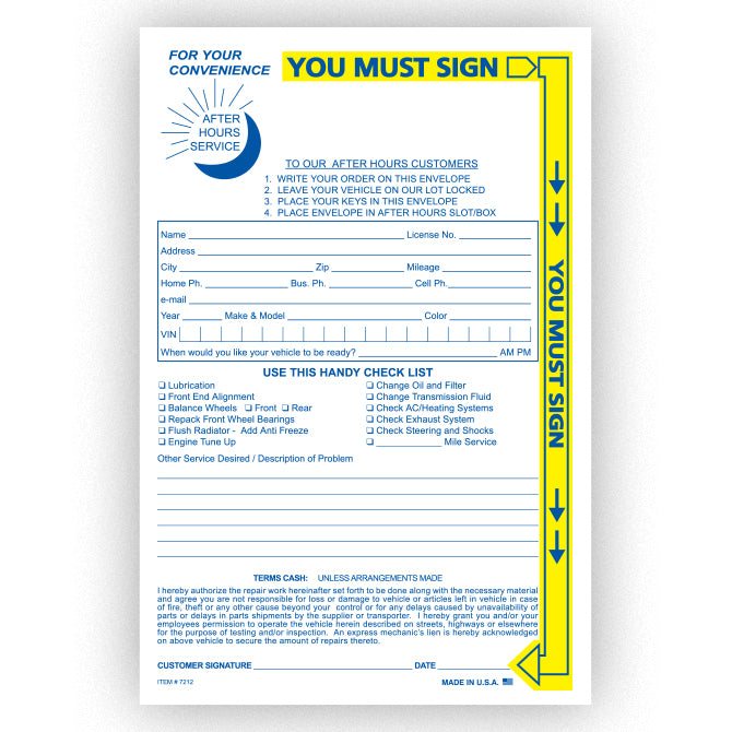 Yellow Highlight Night Drop Envelope - NDE-YH - Qty. 100 - Independent Dealer Services