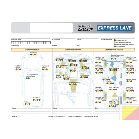 Express Lane Inspection Report - 3 Part - Qty. 250 - Independent Dealer Services