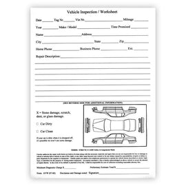 Vehicle Inspection Worksheet - AVW - 8 1/2" x 11" Padded - Qty. 100 - Independent Dealer Services