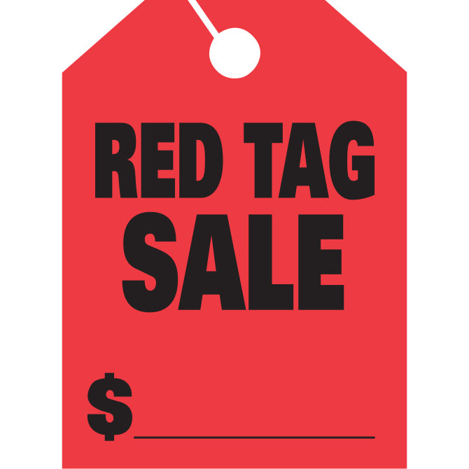 Hang Tags, Red Tag Sale - Large, Red - Qty. 50 - Independent Dealer Services