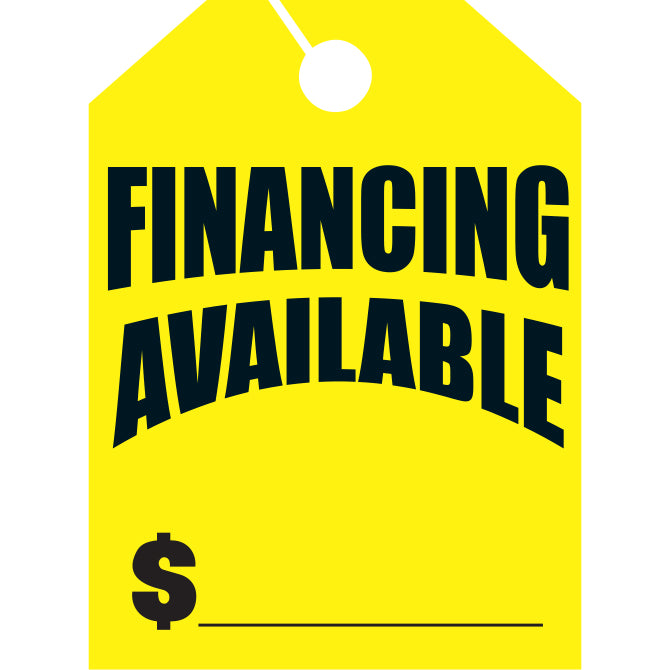 Hang Tags - Financing Available - Large - Qty. 50 - Independent Dealer Services