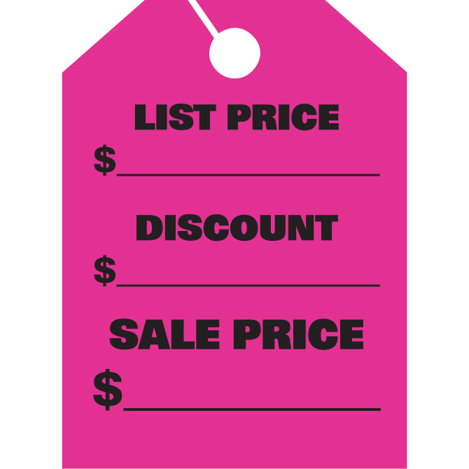 Hang Tags - List & Discount - Large - Qty. 50 - Independent Dealer Services