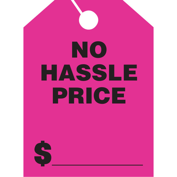 Hang Tags - No Hassle Price - Large - Qty. 50 - Independent Dealer Services