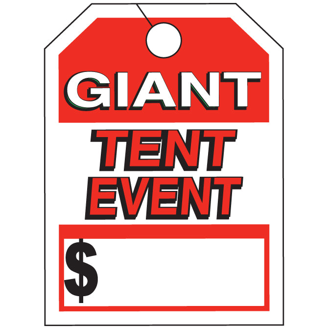 Hang Tag - Giant Tent Event - 8.5" x 11.5" - Qty. 50 - Independent Dealer Services