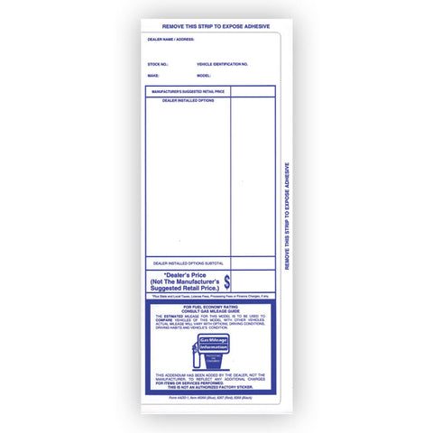 Addendum Sticker - ADD-1 - Perm. Adhesive - Qty. 100 - Independent Dealer Services