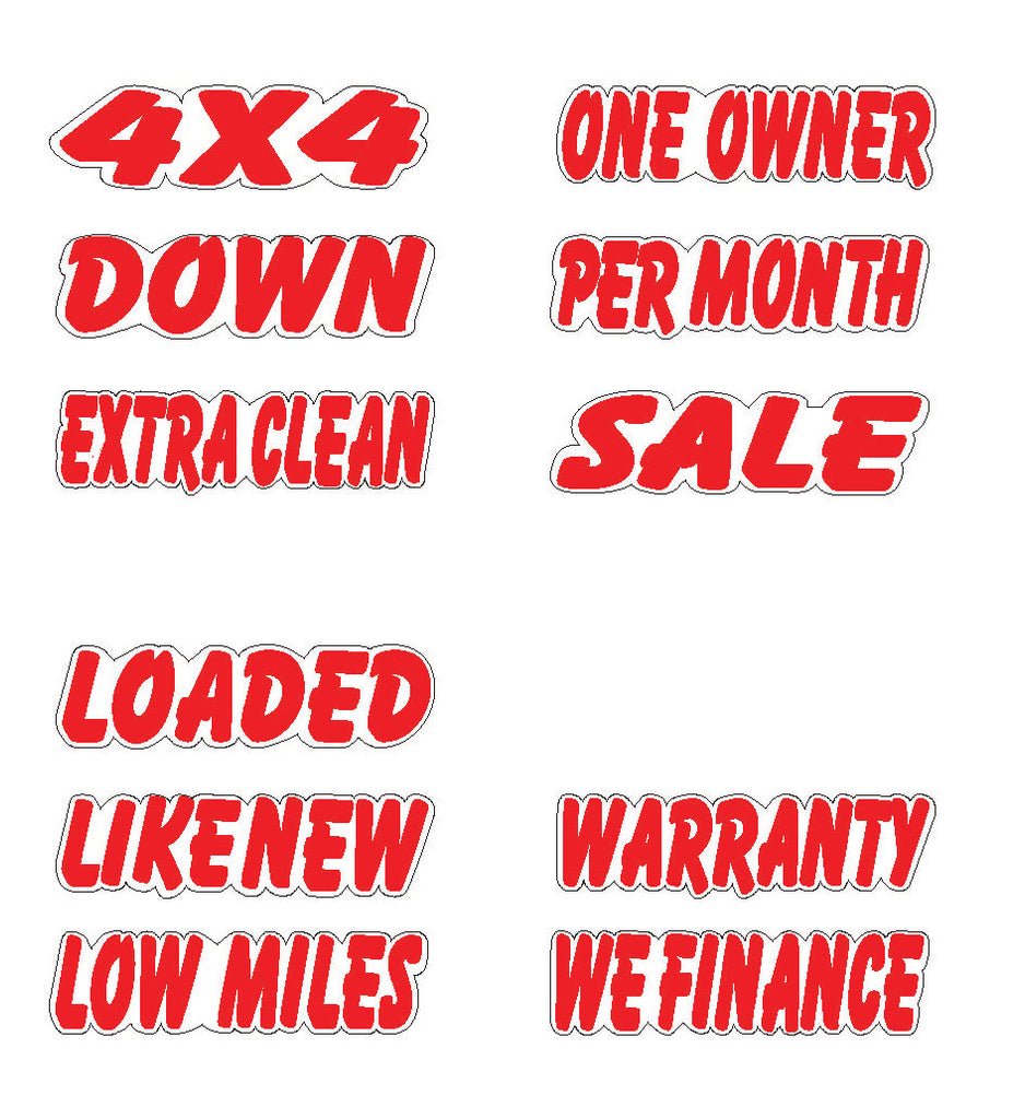 Red & White Die Cut Slogan - Qty. 12 - Independent Dealer Services
